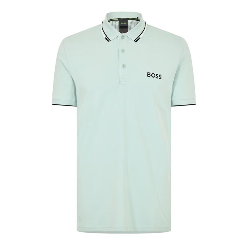 Boss Mens Paddy Pro Cotton Pique Polo Shirt / Turquoise Green